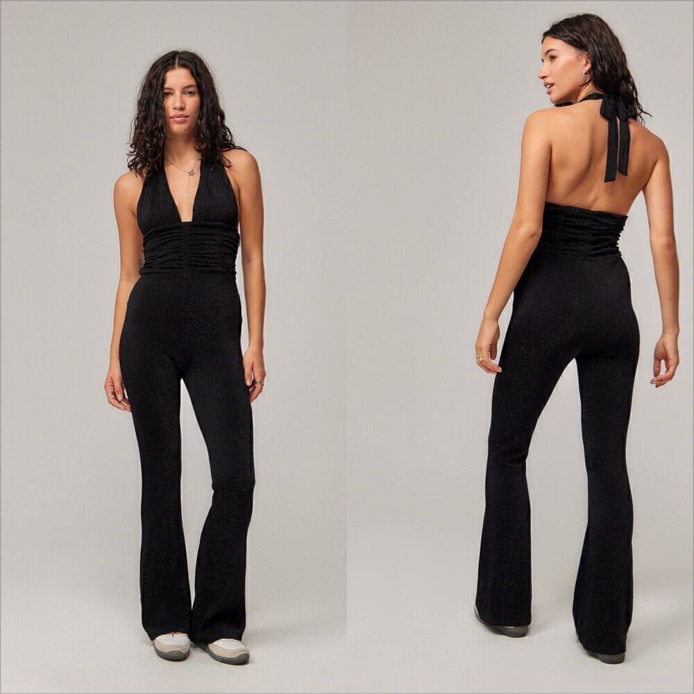 Urban Outfitters Silence & Noise Aston Halterneck Jumpsuit Small NWT Glitter